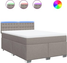 vidaXL Κρεβάτι Boxspring με Στρώμα Taupe 140x200 εκ. Υφασμάτινο