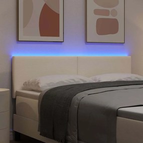 vidaXL LED κεφαλάρι με κεφαλάρι Κρεμ 144 cm Υφασμάτινο Κορντουρά
