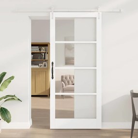 vidaXL Ολισθητή Πόρτα Χειροκίνητος Λευκό 93 x 211 εκ. Ξύλο και μέταλλο
