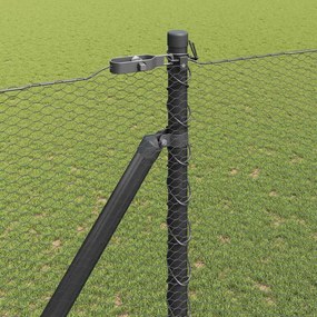 vidaXL Εξωτερική εξάγωνη περίφραξη με στήλη 50 x 1,5 m Γκρι Δίχτυ