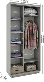 Ντουλάπα Συρόμενη Diamont Λευκό 100x45x220cm