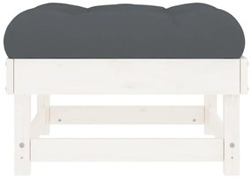 vidaXL Υποπόδια Κήπου με Μαξιλάρια 2 τεμ. Λευκά από Μασίφ Ξύλο Πεύκου