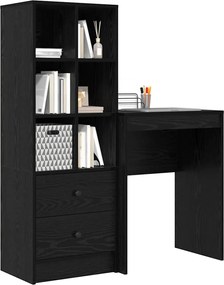 vidaXL Γραφείο με συρτάρι με ράφι με αποθήκευση 2 pcs Μαύρη Οξυά