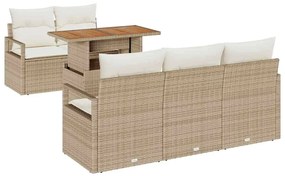 vidaXL Σετ Καναπέ Κήπου με αποθήκευση 6 pcs Μπεζ Πολυ ράταν
