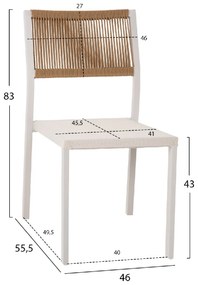 ΚΑΡΕΚΛΑ ΑΛΟΥΜΙΝΙΟΥ ΛΕΥΚΗ ΜΠΕΖ RATTAN &amp; TEXTLINE HM5921.02 46x55,5x83Yεκ.