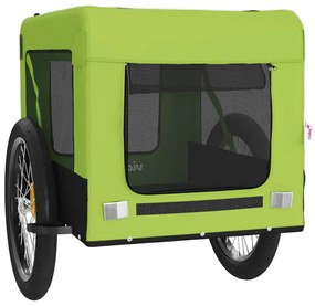 vidaXL Τρέιλερ Ποδηλάτου Κατοικίδιων Πράσινο/Μαύρο Oxford/Σίδηρος