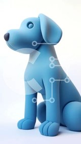 Intra Συλλεκτικό Ξύλινο Παζλ Plywood  4mm - Blue Toy Dog κάθεται και κοιτάζει ψηλά Σε Ξύλινο Κουτί - Διαστάσεις Puzzle: 10x10 cm – 25 κομμάτια