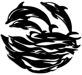 Διακοσμητικό Τοίχου Dolphins 891TNL3726 49x55cm Black Wallity Metal