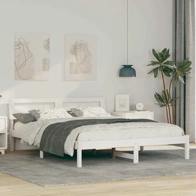 vidaXL Σκελετός Κρεβατιού Λευκό 140 x 200 cm Μασίφ ξύλο πεύκου