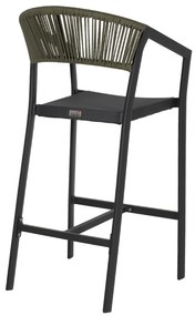 Σκαμπό Μπαρ C5892.04 Ανθρακί Αλουμινίου με Rattan &amp; Textline Χακί 56x58x105Y εκ. 56x58x105 εκ.