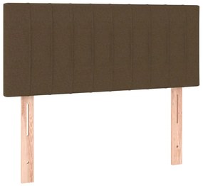vidaXL Κρεβάτι Boxspring με Στρώμα &amp; LED Σκ.Καφέ 120x200 εκ Υφασμάτινο