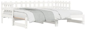 vidaXL Καναπές Κρεβάτι Συρόμενος Λευκός 2x(80x200) εκ. από Μασίφ Πεύκο