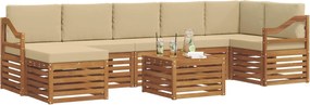 vidaXL Σειρά Καναπέ Εξωτερικού με μαξιλάρι 8 pcs Φυσικό και Μπεζ