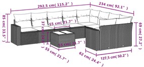 vidaXL Σετ Καναπέ Κήπου 10 τεμ. Μπεζ Συνθετικό Ρατάν με Μαξιλάρια