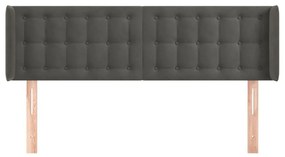 Κεφαλάρι με Πτερύγια Σκούρο Γκρι 147x16x78/88 εκ. Βελούδινο - Γκρι