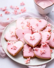 Σετ των 2 Intra Συλλεκτικό Ξύλινο Παζλ Plywood  4mm - Μπισκότα σε σχήμα καρδιάς με ροζ πάγωμα Σε Ξύλινο Κουτί - Διαστάσεις: 10x10 cm – 25 κομμάτια