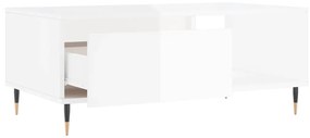 vidaXL Τραπεζάκι Σαλονιού Γυαλ. Λευκό 90x50x36,5 εκ. Επεξεργ. Ξύλο