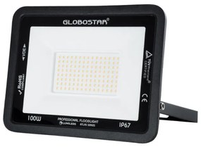 Προβολέας Επαγγελματικός Led 100W 220-240V 11500lm 120 Μοιρών Αδιάβροχος IP67 Μαύρο - Θερμό Λευκό 2700K 61427 Atlas GloboStar Μέταλλο