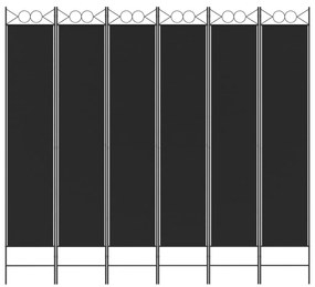 Διαχωριστικό Δωματίου με 6 Πάνελ Μαύρο 240x220 εκ. από Ύφασμα - Μαύρο