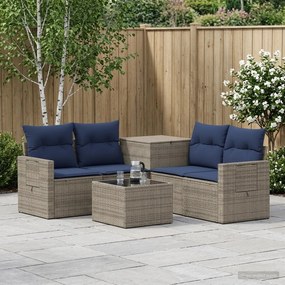 vidaXL Σετ Καναπέ 6 τμχ. Γκρι και Navy Blue Πολυ-ρακί και Χάλυβας