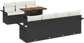 vidaXL Σετ Καναπέ Κήπου με μαξιλάρι 8 pcs Μαύρο και κρεμ