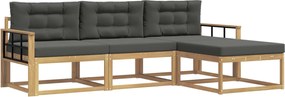 vidaXL Σειρά Καναπέ Εξωτερικού 4 pcs Άσπρο και Ανθρακί Πολυεστέρας