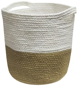 Καλάθι Πλεκτό Βαμβακερό-Polyester Beige-White 25x25εκ. Komvos Home 7012132-1