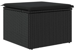 vidaXL Σκαμπό Κήπου με Μαξιλάρι Μαύρο 55x55x37 εκ. από Συνθετικό Ρατάν