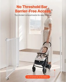 VEVOR Baby Gate 29.5-43 Inches Adjustable Width 28 Inches High Dog Gate White