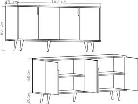 Κονσόλα Sapphire Δρυς FLEDAS 180x45x80