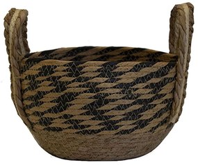 Καλάθι Με Φάσα 00.06.61086 Φ25x15cm Ψάθινο Natural-Black Mat
