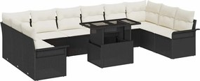 vidaXL Σετ Καναπέ Κήπου με μαξιλάρι 11 pcs Μαύρο Πολυ Ρατάν