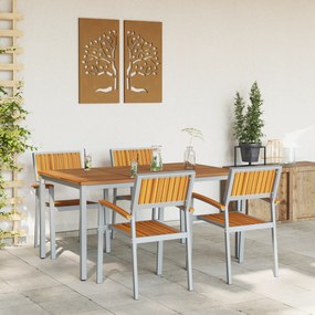 vidaXL σετ τραπεζαρίας κήπου 5 τεμαχίων  από μασίφ ξύλο ακακίας και μέταλλο