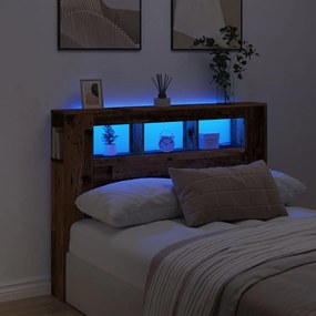 LED κεφαλάρι Παλιό ξύλο 140x18,5x103,5 cm Κατασκευασμένο ξύλο - Καφέ