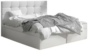 Κρεβάτι continental Comfivo 196, Διπλό, Continental, Άσπρο, 180x200, Οικολογικό δέρμα, Τάβλες για Κρεβάτι, 183x206x112cm, 153 kg, Στρώμα: Ναι