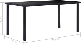 vidaXL Τραπεζαρία Μαύρη 160 x 80 x 75 εκ. από Ψημένο Γυαλί