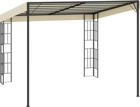 vidaXL Κιόσκι Επιτοίχιο 3 x 3 μ. Κρεμ Υφασμάτινο