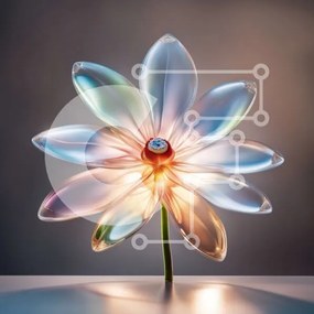 Intra Συλλεκτικό Ξύλινο Παζλ Plywood  4mm - Όμορφο γυάλινο λουλούδι με απαλό φωτισμό Σε Ξύλινο Κουτί - Διαστάσεις: 10x10 cm – 25 κομμάτια