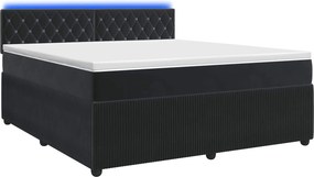 vidaXL Κρεβάτι box spring με στρώμα Μαύρο 140 x 190 cm Βελούδο