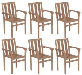 Καρέκλες Κήπου Στοιβαζόμενες 6 τεμ. από Μασίφ Ξύλο Teak - Καφέ