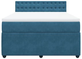 vidaXL Κρεβάτι Boxspring με Στρώμα Μπλε 140x190 εκ. Βελούδινο