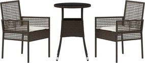 vidaXL Σέτ φαγητού για κήπο 3 pcs Καφέ συνθετικό ρατάν
