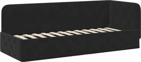 vidaXL Κρεβάτι Γωνίας Μαύρο 80 x 200 cm Βελούδο