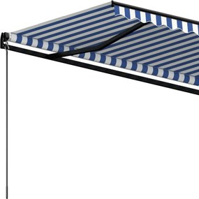 vidaXL Τέντα Συρόμενη Χειροκίνητη Μπλε / Λευκό 400 x 350 εκ.