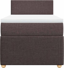 vidaXL Κρεβάτι Boxspring με Στρώμα Σκούρο Καφέ 90x190 εκ. Υφασμάτινο