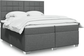vidaXL Κρεβάτι Boxspring με Στρώμα Σκούρο Γκρι 200x200 εκ. Υφασμάτινο