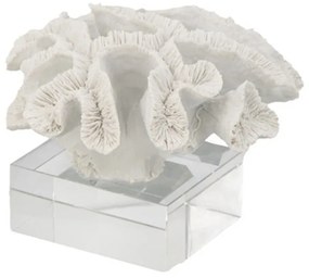 Artekko Coral Διακοσμητικό Κοράλλι σε Βάση Ρητίνη Γυαλί Λευκό (22.9x21.6x16)cm Artekko 70301