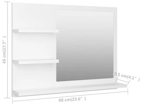Καθρέφτης Μπάνιου Λευκός 60 x 10,5 x 45 εκ. Μοριοσανίδα - Λευκό