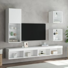 vidaXL Κομοδίνο Επιτοίχιο με Φώτα LED Λευκό