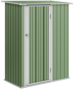 Μεταλλικό σπιτάκι εργαλείων 1,07 m² με επικλινή στέγη, 142 x 84 x 189 cm Αποθήκη κήπου με κλειδούμενη πόρτα, Σπιτάκι κήπου, Σπιτάκι κήπου Πράσινο